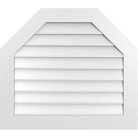 Ekena Millwork Octagonal Top Surface Mount PVC Gable Vent w/ 3-1/2"W x 1"P Standard Frame, 34"W x 30"H GVPOT34X3001SN